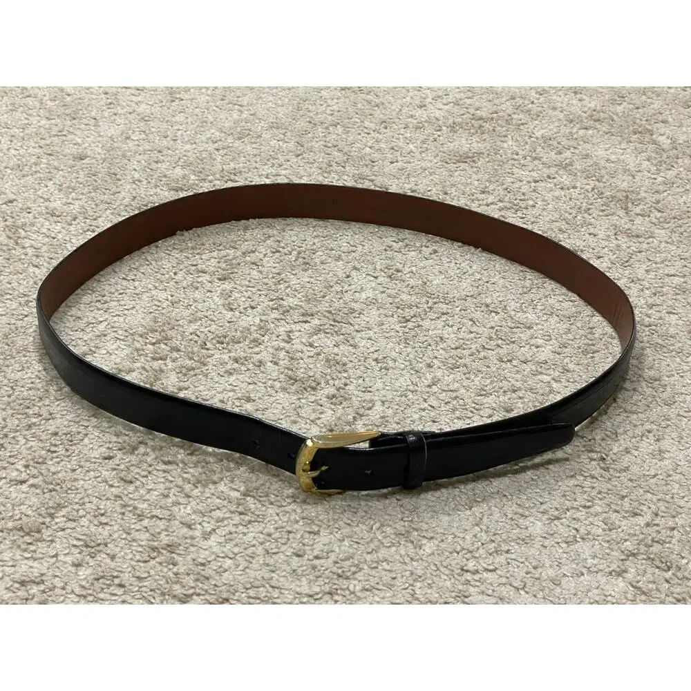 Torino 5540 Mens Anline Kipskin Shoulders Black Leather Belt Size 42 Gold Buckle